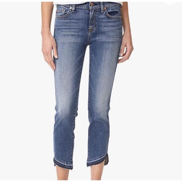 7 For All Mankind Roxanne Ankle Cropped Jean with Diagonal Hem Women’s - Size 25 - Picture 2 of 15
